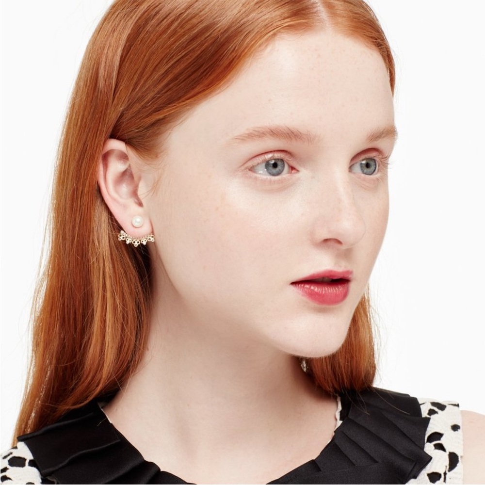 Kate Spade ♠️ Rose Gold and Pearl Earrings Adjustable Ear Jackets